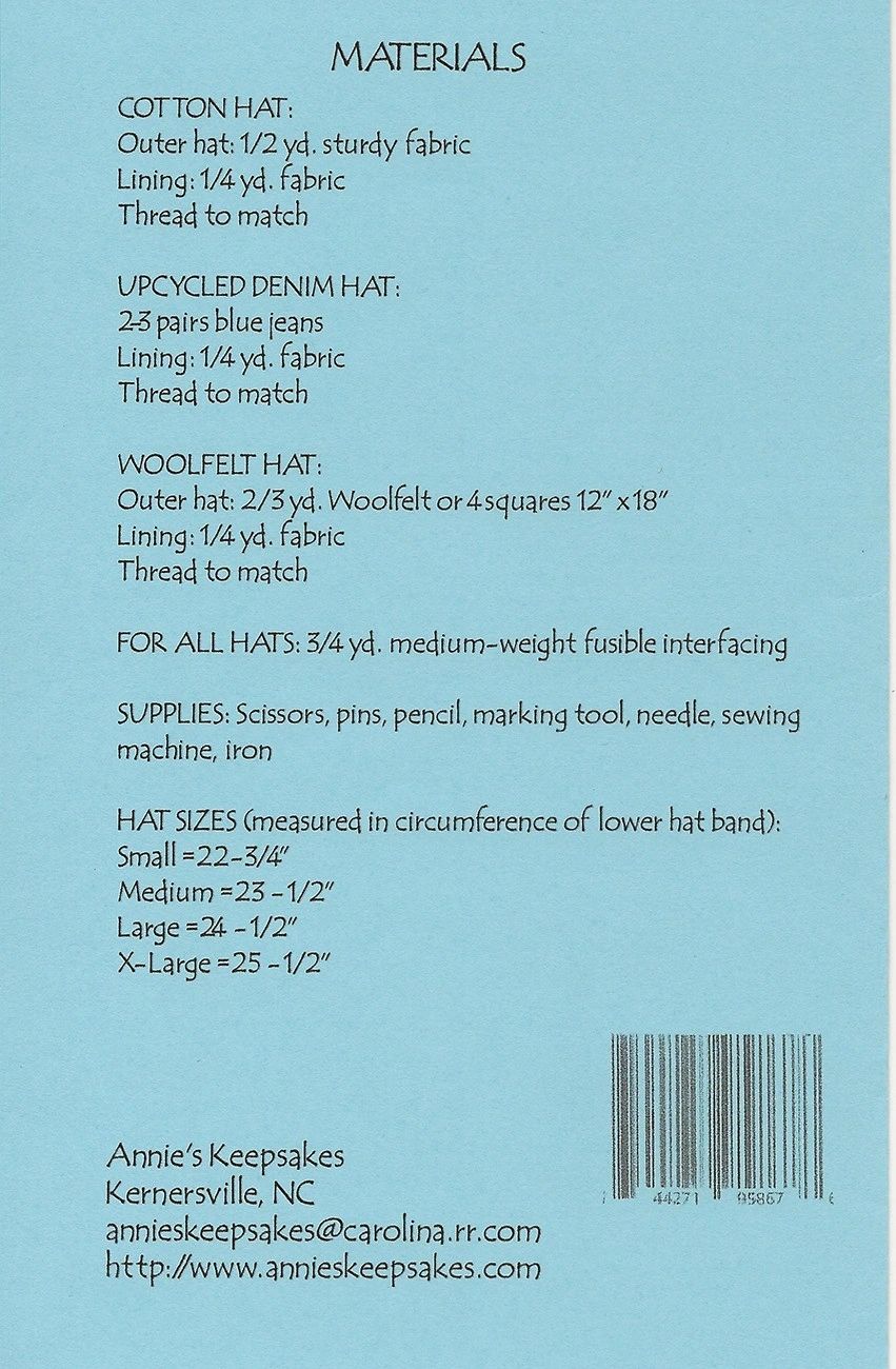 Boho Bucket Hat # 240AK From Annie's Keepsakes By Clontz, Vickie In Wearables