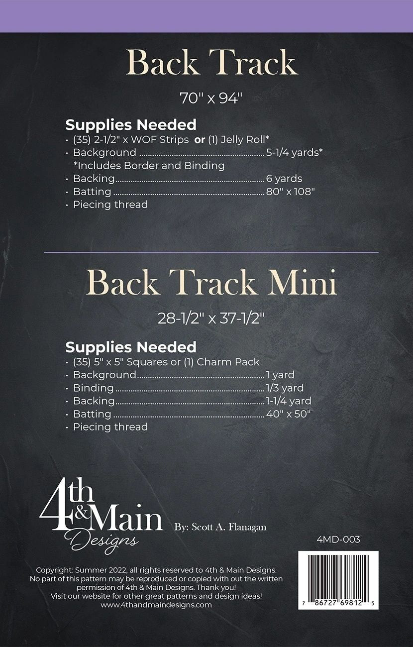 Back Track # 4MD-003 From 4th & Main By Flanagan, Scott A In Quilts