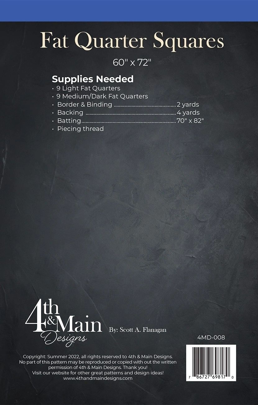 Fat Quarter Squares # 4MD-008 From 4th & Main By Flanagan, Scott A In Quilts