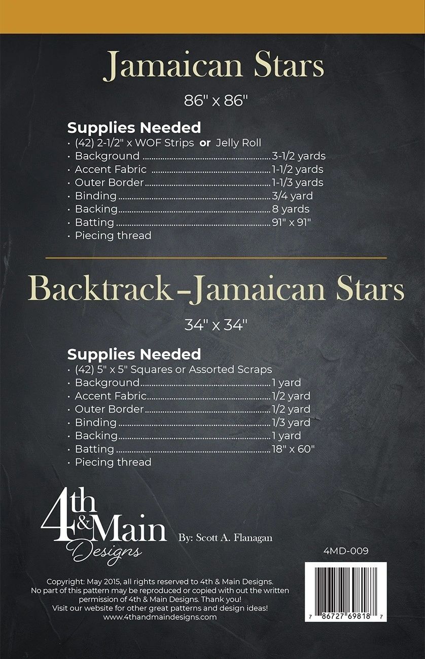 Jamaican Stars # 4MD-009 From 4th & Main By Flanagan, Scott A In Quilts