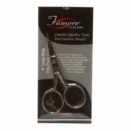 Famore 4in Large Ring Fine Point Curved Embroidery Scissor # 709SP
