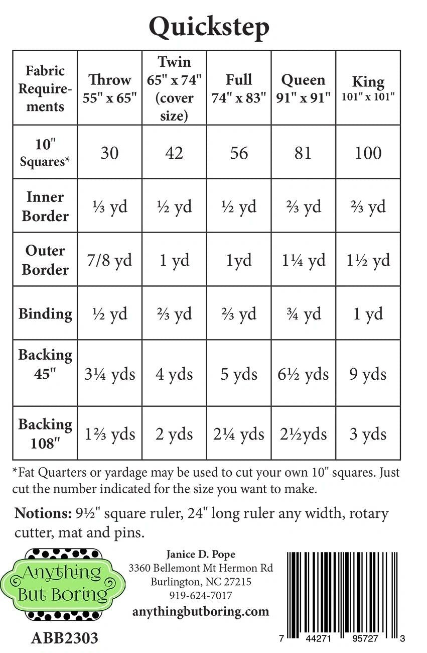 Quickstep # ABB2303 From Anything But Boring By Pope, Janice In Quilts
