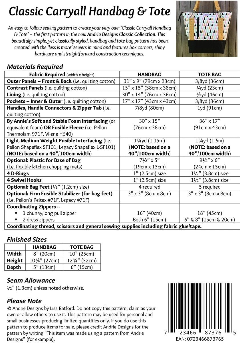 Classic Carry All Handbag And Tote # AD013