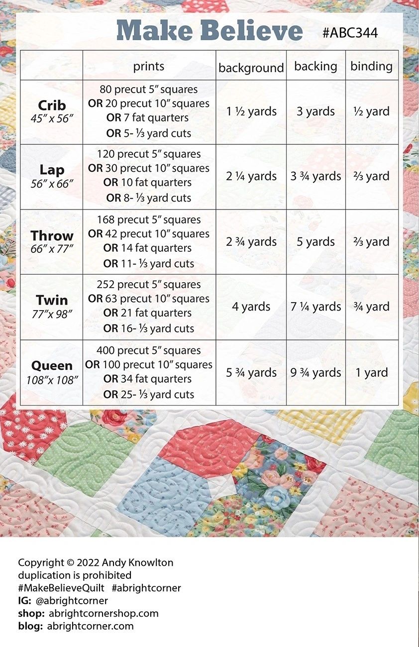 Make Believe Quilt Pattern # AKBC344 From A Bright Corner By Knowlton, Andy In Quilts