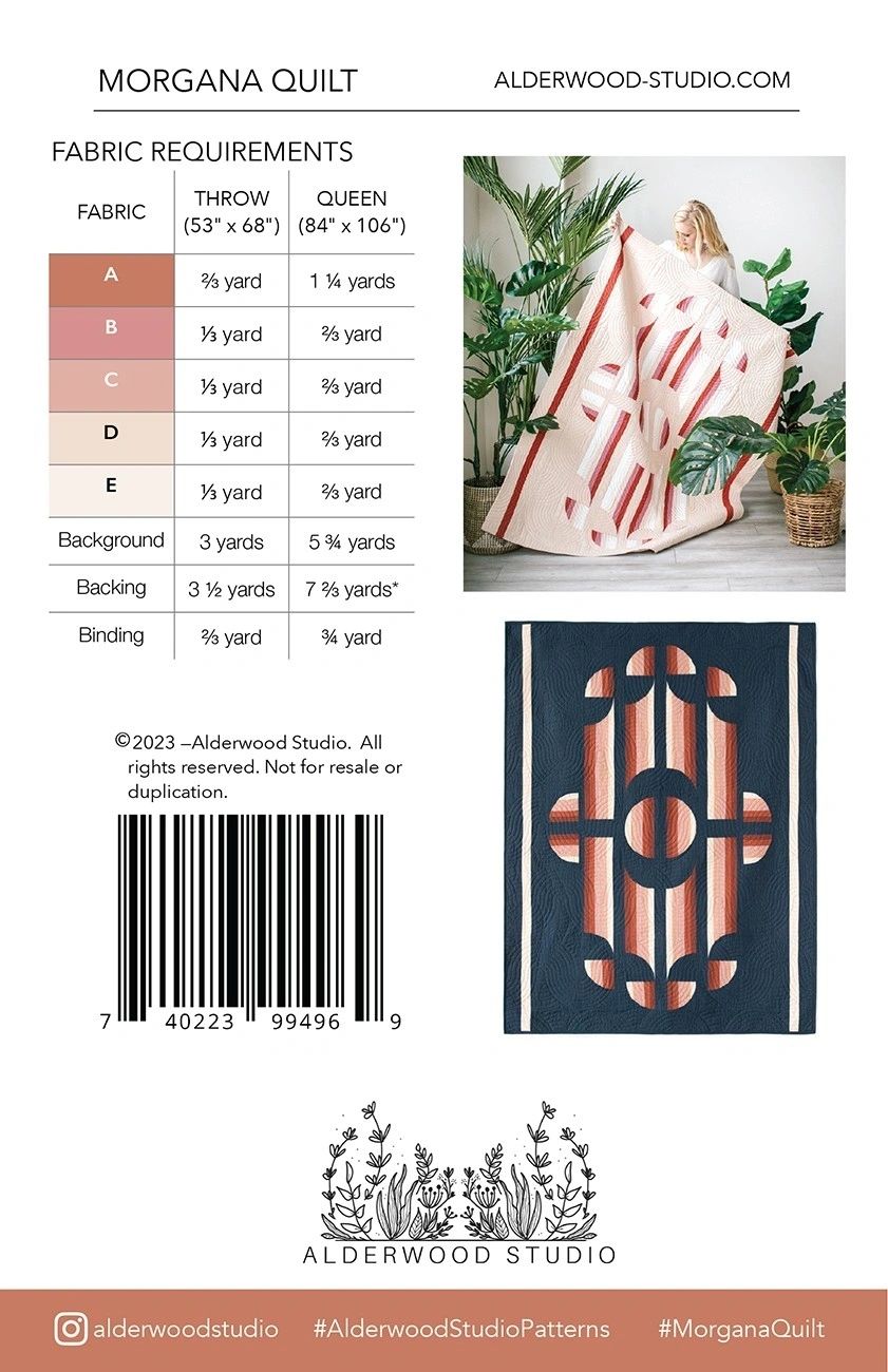 Morgana Quilt Pattern # ALD-MORGANA From Alderwood Studio Patterns By Elliot, Amber In Quilts