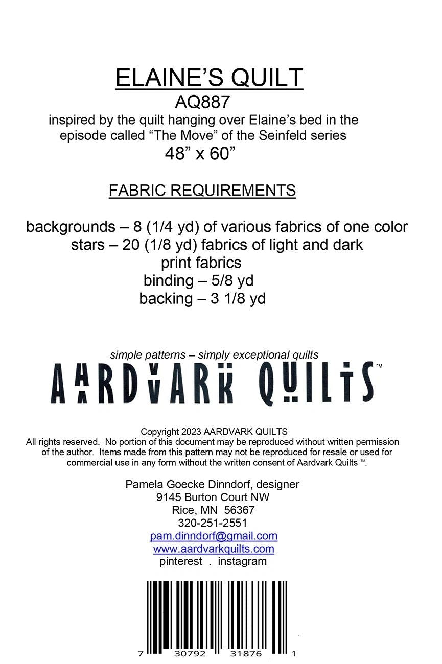 Elaine's Quilt # AQ887 From Aardvark Quilts By Dinndorf, Pamela In Quilts