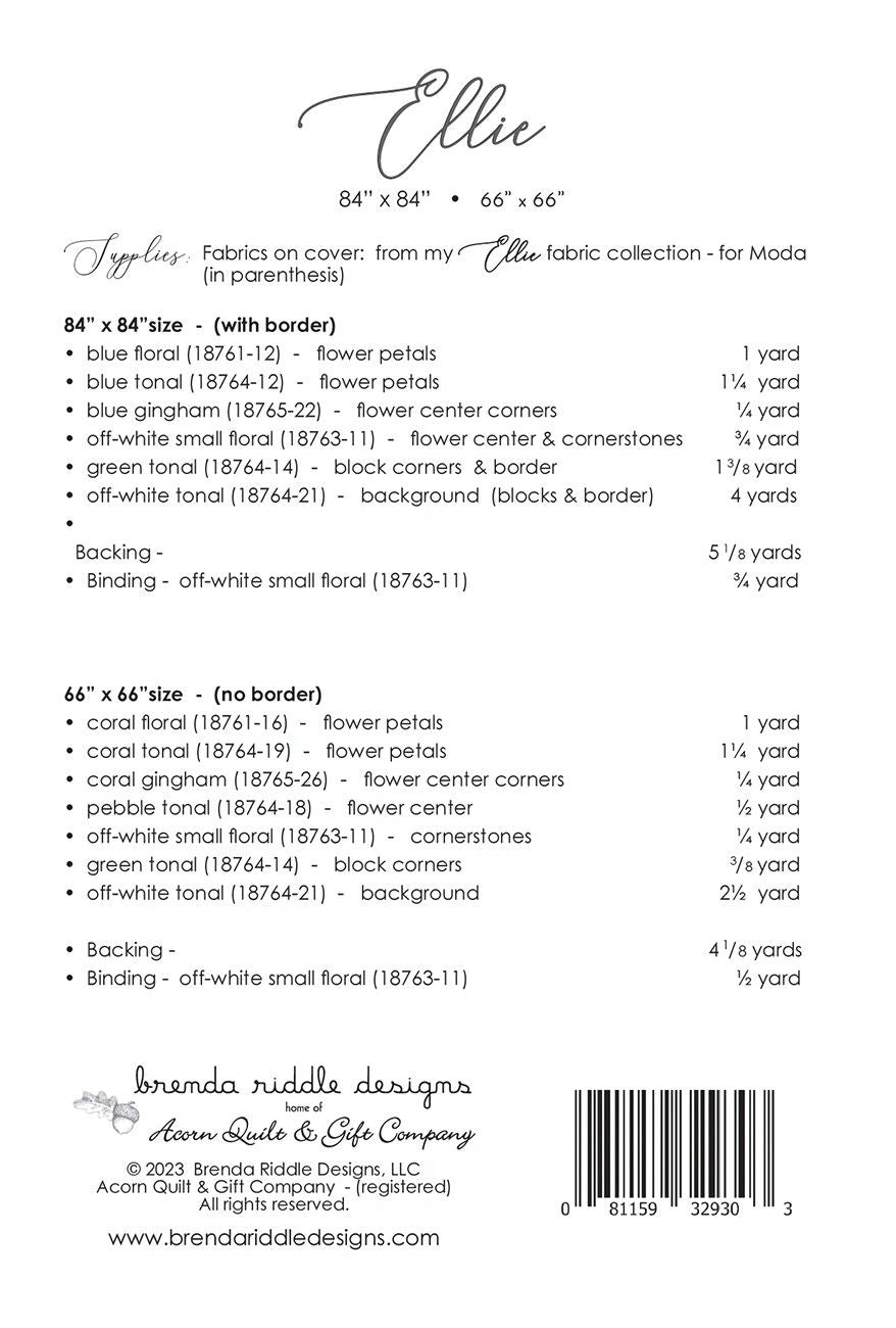 Ellie # AQG295 From Acorn Quilt & Gift Company In Quilts