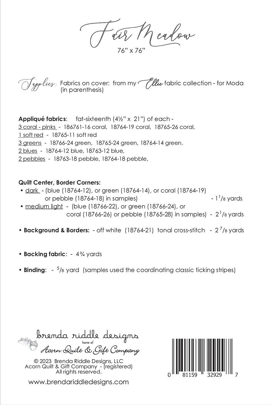 Fair Meadow # AQG297 From Acorn Quilt & Gift Company In Quilts