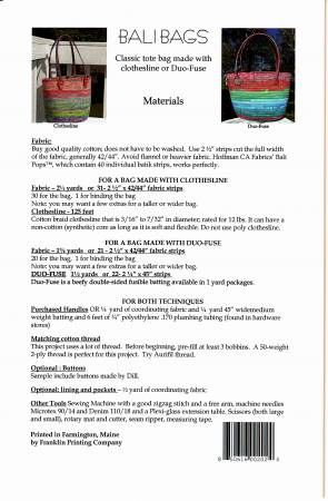 Bali Bags - Fabric Covered Clothesline Crafts # AT102