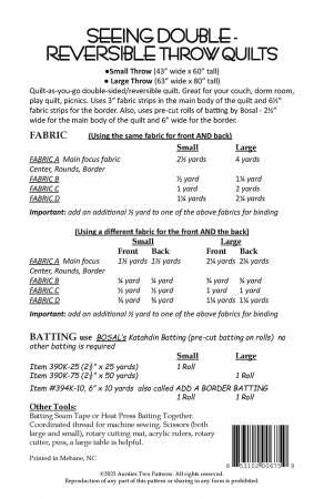 Seeing Double Reversible Throw Quilts # AT675