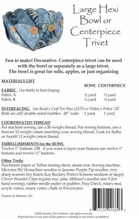 Large Hexi Bowl or Centerpiece Trivet # AT680