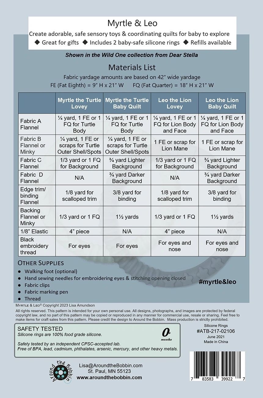 Myrtle & Leo # ATB-235 From Around the Bobbin By Amundson, Lisa In Quilts