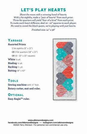 Lets Play Hearts # ATK-202, From Atkinson Designs By Atkinson, Terry In Quilts