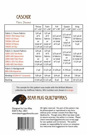 Cascade # BHQ-118, From Bear Hug Quiltworks By Alley, Lisa In Quilts