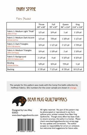 Fairy Stone # BHQ-252, From Bear Hug Quiltworks By Alley, Lisa In Quilts