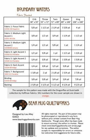 Boundary Waters # BHQ-274, From Bear Hug Quiltworks By Alley, Lisa In Quilts