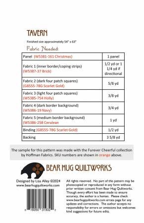 Tavern # BHQ-287, From Bear Hug Quiltworks By Alley, Lisa In Quilts