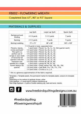 Flowering Wreath Quilt # CAFB002