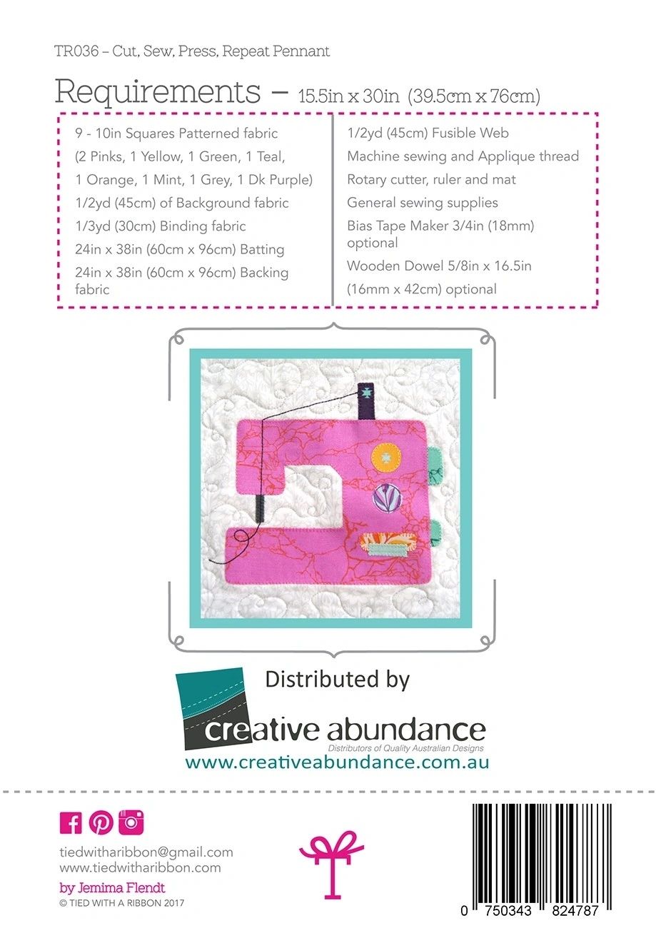 Cut, Sew, Press, Repeat Pennant # CATR036