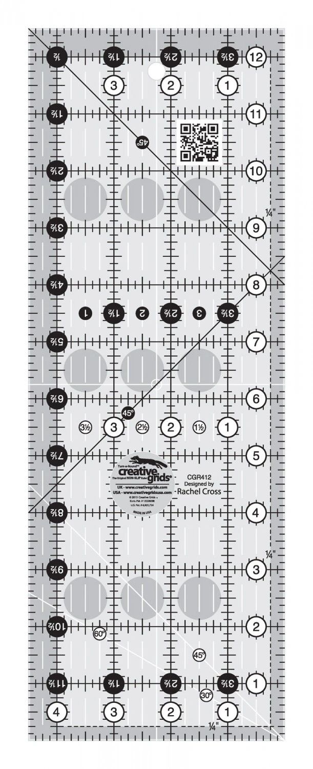 Creative Grids Quilt Ruler 4-1/2in x 12-1/2in # CGR412