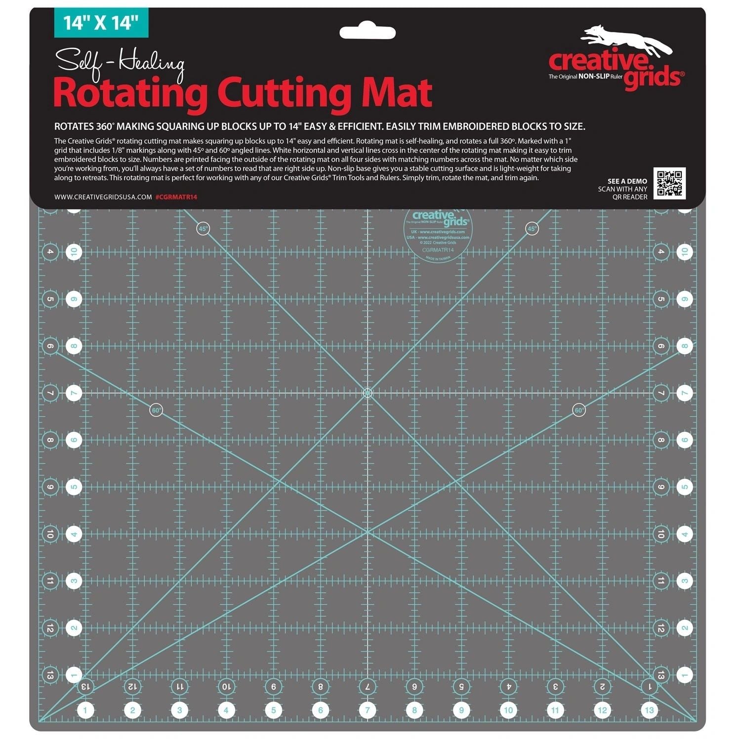 Creative Grids Self-Healing Rotating Rotary Cutting Mat 14in x 14in # CGRMATR14
