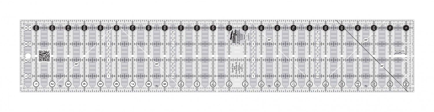 Creative Grids Quick Trim And Circle Quilt Ruler Two 4-1/2in x 24-1/2in # CGRMT5
