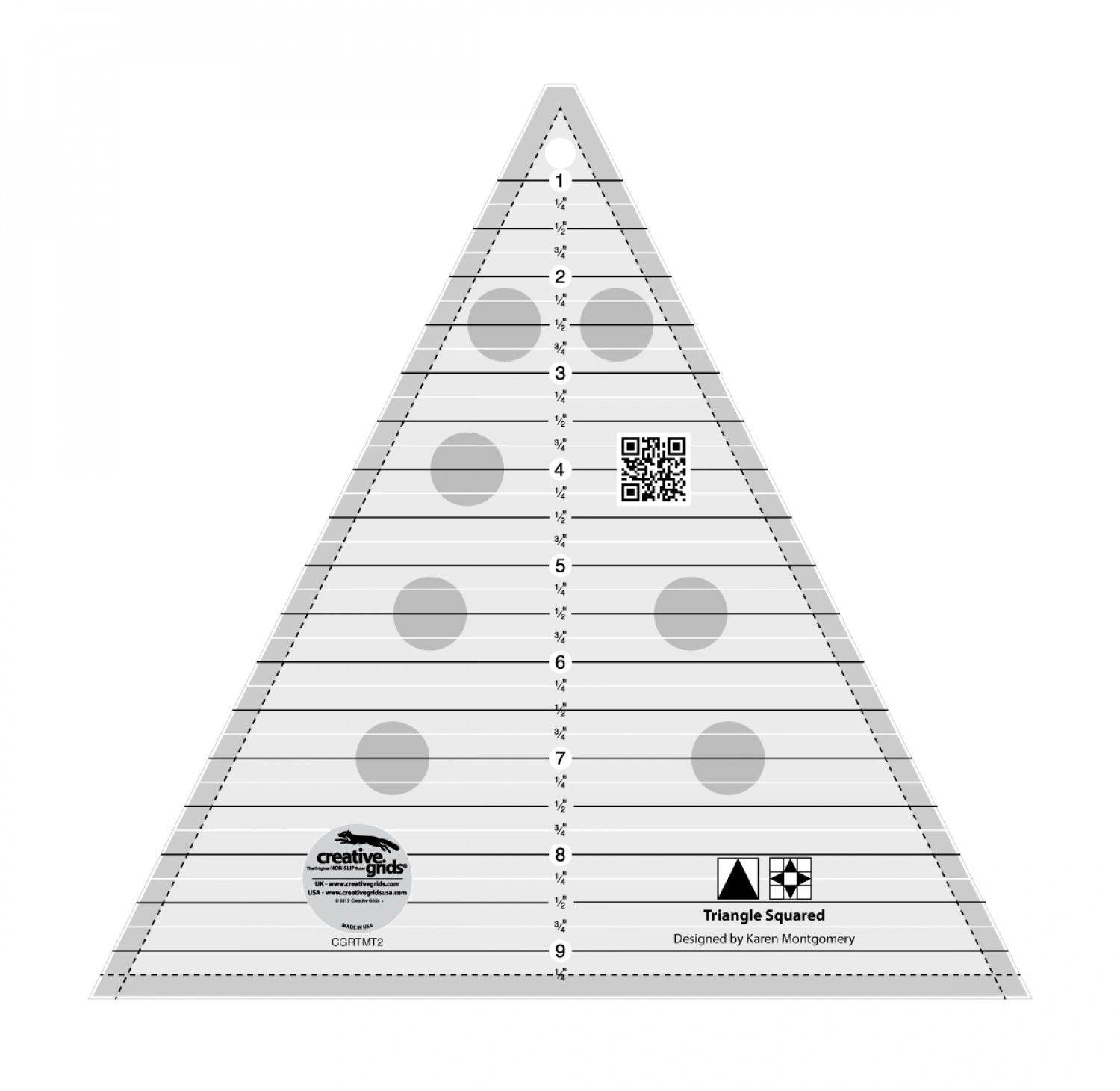 Creative Grids Triangle Squared Ruler 9-1/2in Quilt Ruler # CGRTMT2