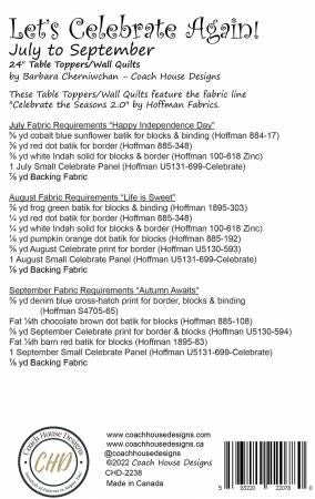 Let's Celebrate Again - July to September # CHD-2238