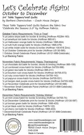 Let's Celebrate Again - October to December # CHD-2239