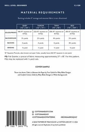 Bookmarks Quilt Pattern # CJ129