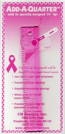 Add A-Quarter Ruler 1in x 6in Pink For Breast Cancer Awareness # CM06-PNK