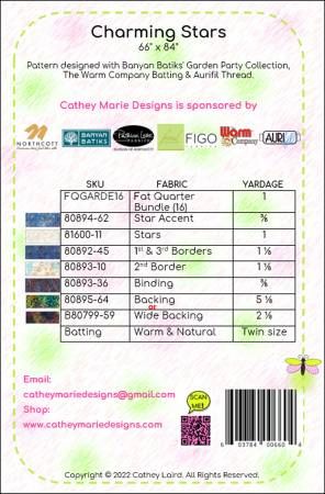 Charming Stars # CMD160P, From Cathey Marie Designs In Quilts