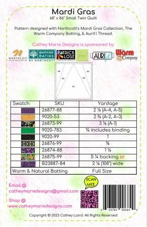 Mardi Gras # CMD184P, From Cathey Marie Designs By Laird, Cathey In Quilts