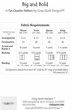 Fat Quarter - Big & Bold # CQS070