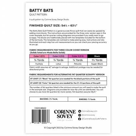 Batty Bats Quilt Pattern # CSDS-BB902
