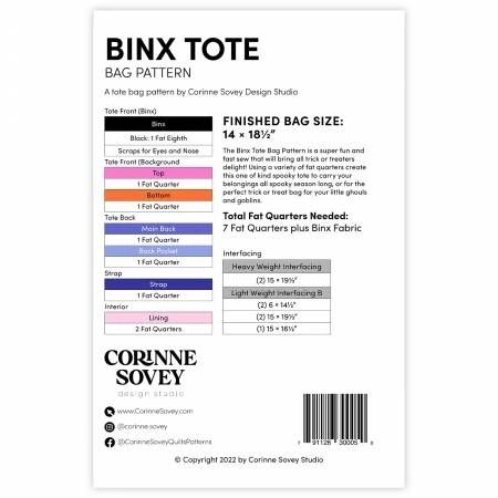 Binx Tote Pattern # CSDS-BT902