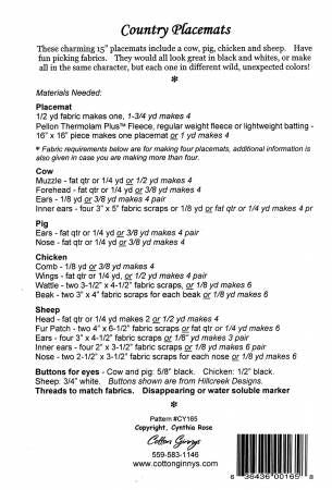 Country Placemats # CY165
