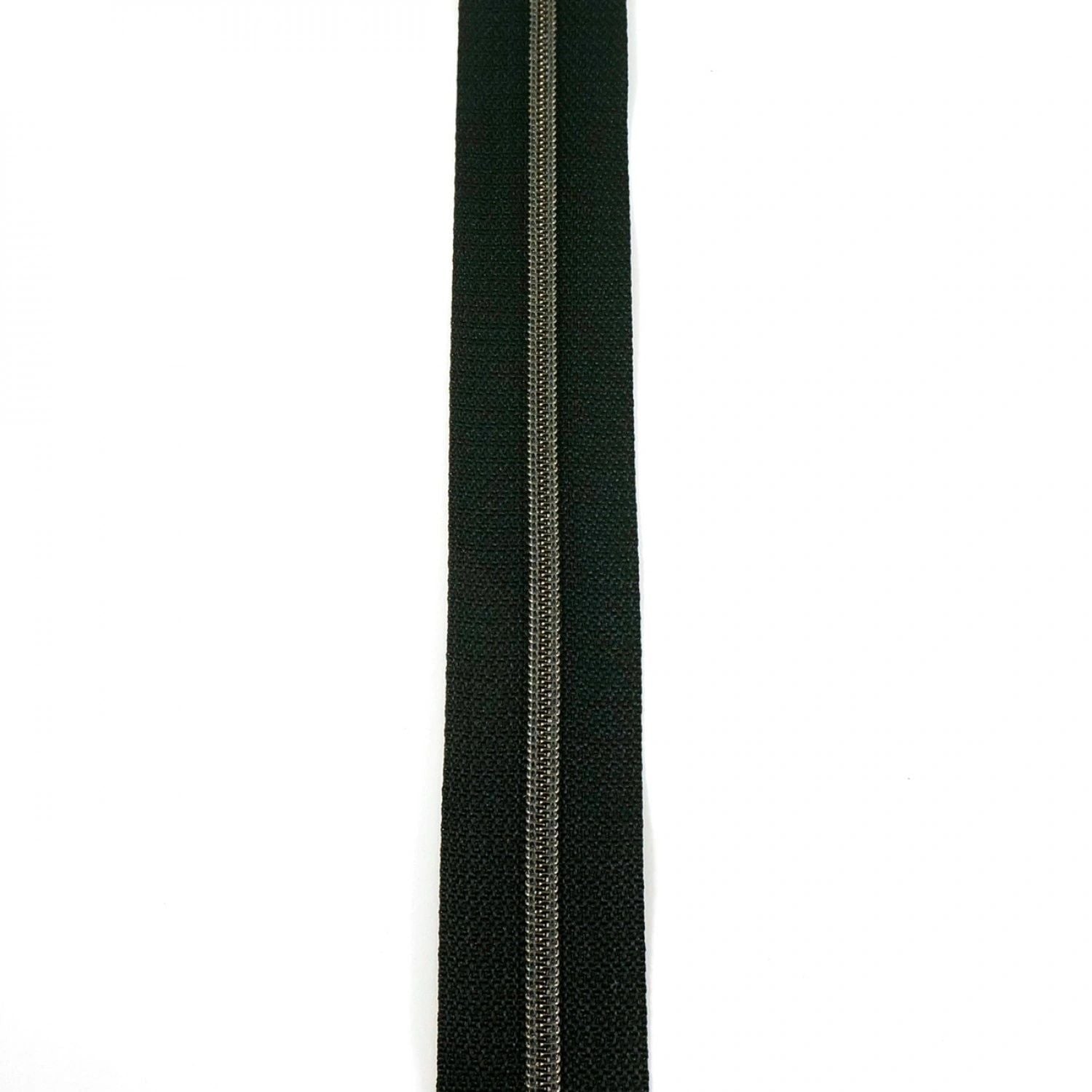 #3 Emmaline Zippers-by-the-Yard 10yds Black Gunmetal Teeth # EBZP3BLK10GM