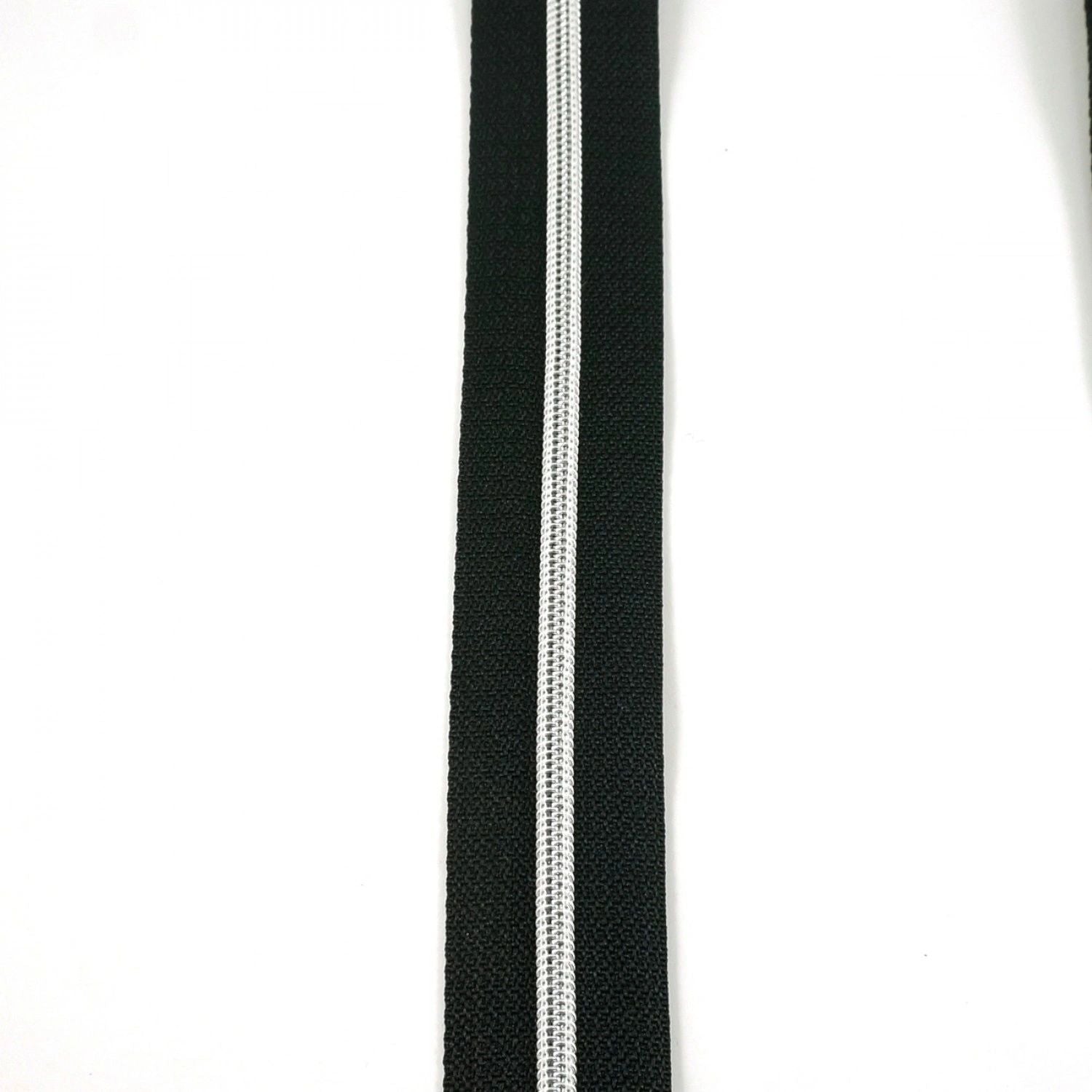 #3 Emmaline Zippers-by-the-Yard 10yds Black Silver Teeth # EBZP3BLK10SL