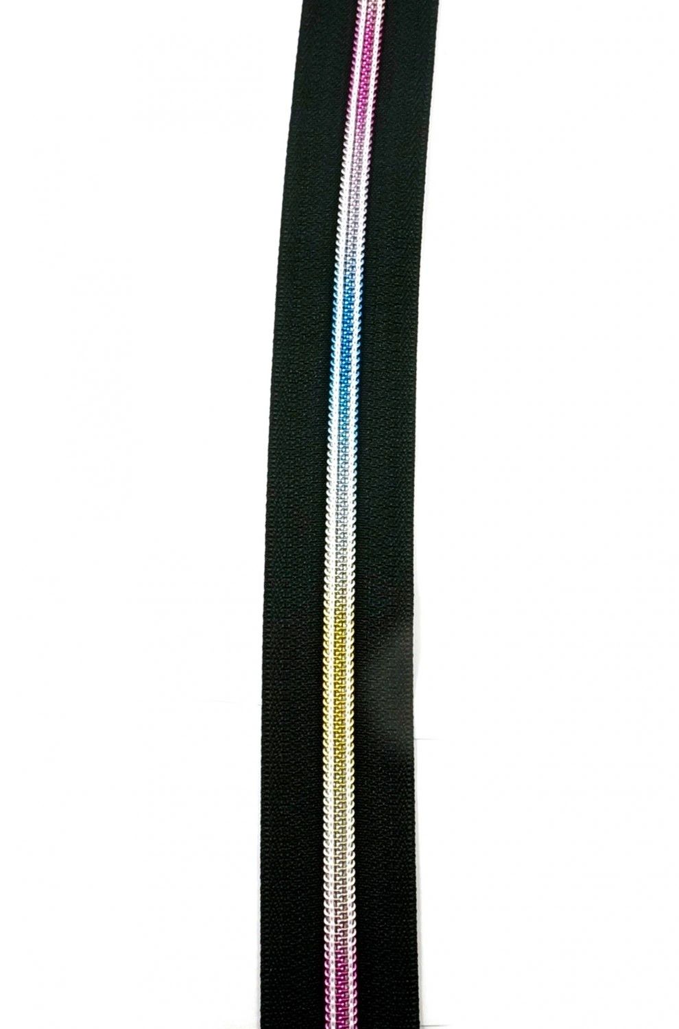 #5 Emmaline Zippers-by-the-Yard 10yds Black Rainbow Teeth # EBZP5BLK10RN