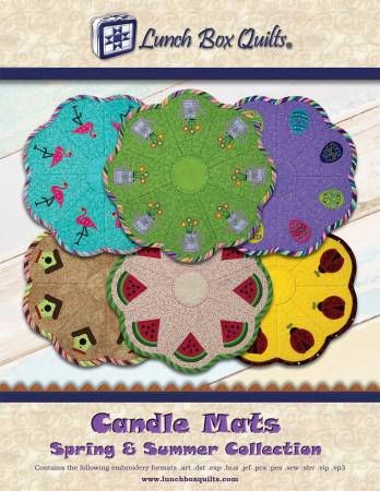 Candle Mats Spring and Summer Applique Machine Embroidery # EC-CA2-DD