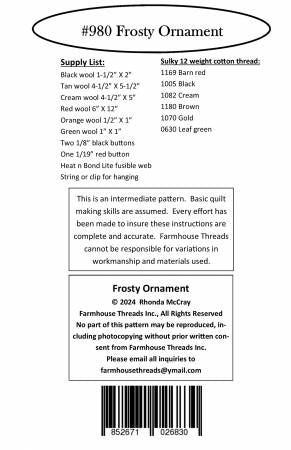 Frosty Ornament # FAT980