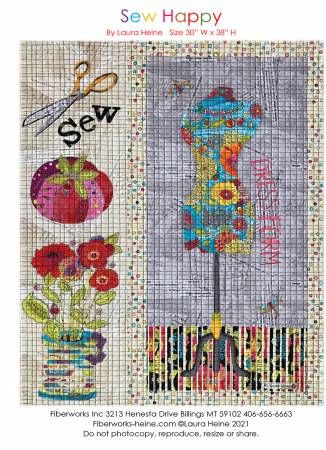 Sew Happy Collage Pattern by Laura Heine # FWLHSEWHAPPY