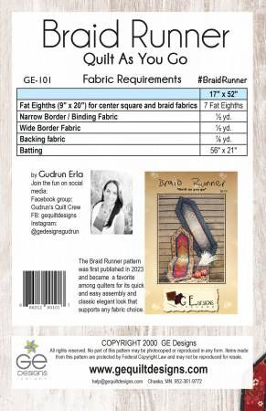 Braid Runner (Quilt As You Go) # GE101