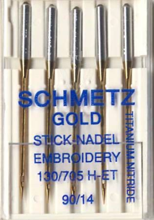 Schmetz Gold Titanium Embroidery Machine Needle Size 14/90 5ct # GOLD-90