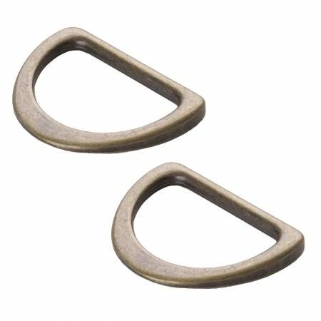 D Ring Flat 1in Antique Brass Set of Two # HAR1DRABTWO