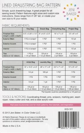 Lined Drawstring Bag # ICO-101