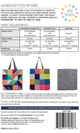 Workshop Tote Bag Pattern # ICO-120