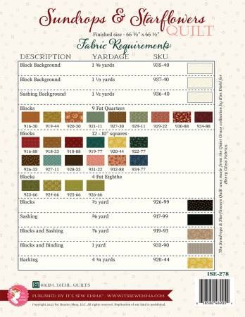 Sundrops & Starflowers Quilt Pattern # ISE-278
