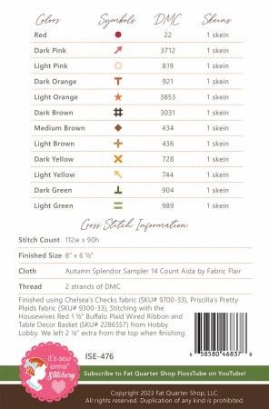 Fall Harvest Signs Cross Stitch Pattern # ISE-476